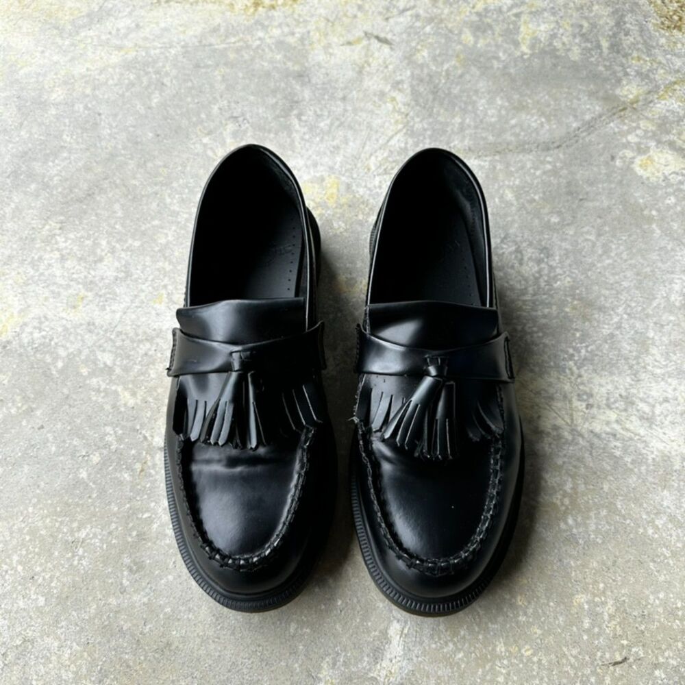 Dr. Martens Adrian Tassel Loafers Black Leather UK 7 US Mens 8 Womens 9